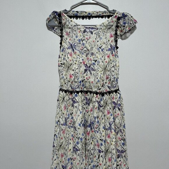Free People Cherry Blossom Sheer Mesh Maxi Gown Dress Size 4‎ - Picture 4 of 11